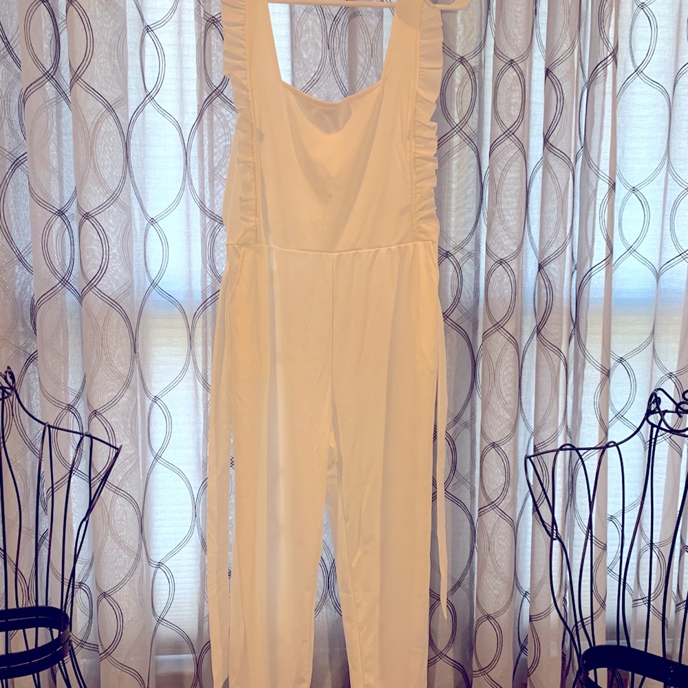White Ruffle Jumpsuit